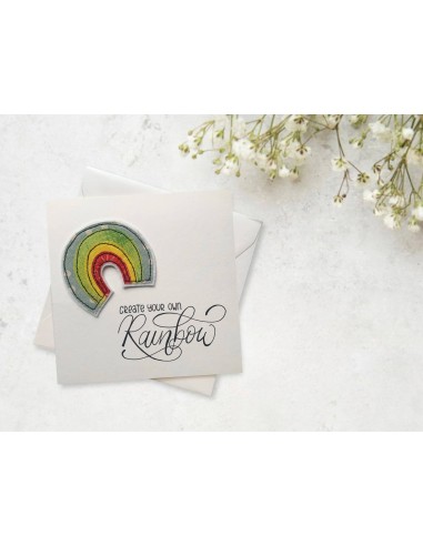 Biglietto artiginale con arcobaleno ricamato - CREATE YOUR OWN RAINBOW