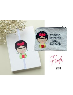 Set regalo FRIDA KAHLO: segnalibro e pochette - not fragile like a flower, fragile like a bomb